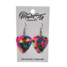 Load image into Gallery viewer, Guitar Pick Earrings β Choose Your Color β Handmade Nashville Music City Jewelry β Treble Clef Charm Earrings