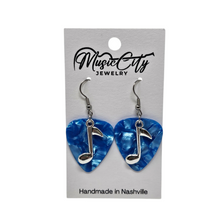 Load image into Gallery viewer, Guitar Pick Earrings β Choose Your Color β Handmade Nashville Music City Jewelry β Music Note