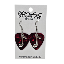 Load image into Gallery viewer, Guitar Pick Earrings β Choose Your Color β Handmade Nashville Music City Jewelry β Music Note