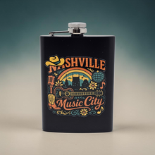 Load image into Gallery viewer, 8 oz Hip Flask - Retro Nashville 70's Disco Style