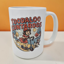 Load image into Gallery viewer, Toodaloo Cuntaroos Mug – Funny Retro Girl Scooter Coffee Mug – Edgy Humor 15 oz Ceramic Mug – Dishwasher Safe