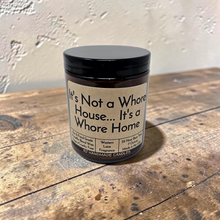 Load image into Gallery viewer, Funny Saying Candle – “It’s Not a Whore House… It’s a Whore Home” – Western Lace Scented Candle, 8 oz Amber Jar, Hand Poured