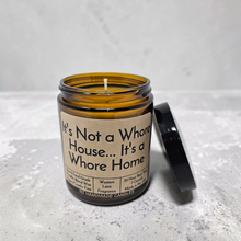 Load image into Gallery viewer, Funny Saying Candle – “It’s Not a Whore House… It’s a Whore Home” – Western Lace Scented Candle, 8 oz Amber Jar, Hand Poured