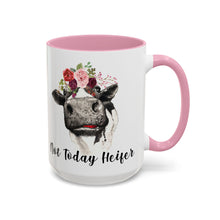 Load image into Gallery viewer, Funny Cow Mug – “Not Today Heifer” – Cute Cow with Flower Crown Coffee Mug, 15 oz Ceramic, Double-Sided Print