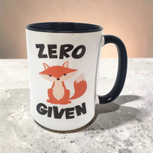 Load image into Gallery viewer, Funny Fox Mug – “Zero Fox Given” – Cute Fox Pun Coffee Mug, 15 oz Ceramic, Double-Sided Print