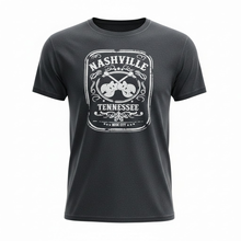 Load image into Gallery viewer, Nashville Whiskey Style T-Shirt – Black & White Graphic Tee – Music City Vintage Shirt – Unisex Cotton Tee