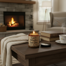 Load image into Gallery viewer, Funny Saying Candle – “Can’t Afford a Spa Day” – Pink Sands Scented Candle, 8 oz Amber Jar, Hand Poured in Nashville