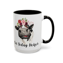 Load image into Gallery viewer, Funny Cow Mug – “Not Today Heifer” – Cute Cow with Flower Crown Coffee Mug, 15 oz Ceramic, Double-Sided Print