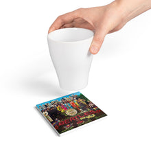 Load image into Gallery viewer, Sgt Pepper Inspired Ceramic Coaster, Retro Album Art Coaster, Beatles Style Decor, Music Lover Gift, Glossy Tile Coaster with Cork Backing