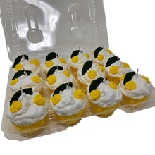 Load image into Gallery viewer, 12 Pack - Scented Yellow Floral Decorated Cupcake Candles