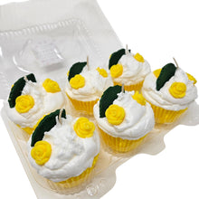 Load image into Gallery viewer, 6 Pack - Scented Yellow Floral Decorated Cupcake Candles