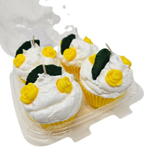 Load image into Gallery viewer, 4 Pack - Scented Yellow Floral Decorated Cupcake Candles