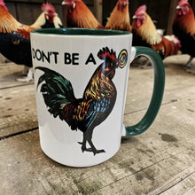 Load image into Gallery viewer, Funny Rooster Mug – “Don’t Be a Cock Sucker” – Sarcastic Chicken Coffee Mug, 15 oz Ceramic, Double-Sided Print