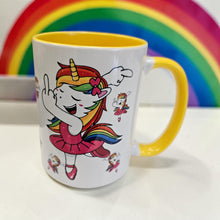 Load image into Gallery viewer, Funny Unicorn Mug – Ballerina Unicorn Flipping the Bird – Sassy Ballet Unicorn Coffee Mug, 15 oz Ceramic, Double-Sided Print