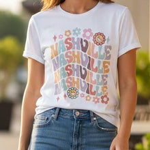 Load image into Gallery viewer, Adult Tee - Nashville Stacked Flowers Graphic