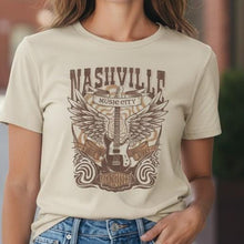 Load image into Gallery viewer, Adult Tee - Nashville Music City Guitar Muted Graphic
