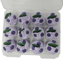 Load image into Gallery viewer, 12 Pack - Scented Purple Flower Cupcake Candles