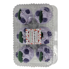 Load image into Gallery viewer, 6 Pack - Scented Purple Floral Cupcake Candles