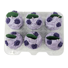 Load image into Gallery viewer, 6 Pack - Scented Purple Floral Cupcake Candles