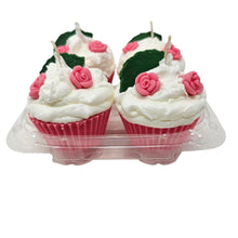 Load image into Gallery viewer, 4 Pack - Scented Pink Floral Cupcake Candles