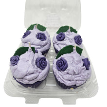 Load image into Gallery viewer, 4 Pack - Scented Purple Floral Cupcake Candles