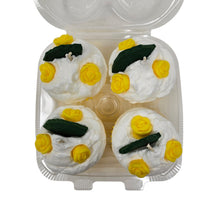 Load image into Gallery viewer, 4 Pack - Scented Yellow Floral Decorated Cupcake Candles