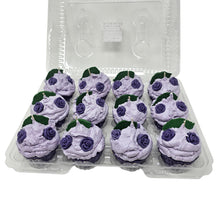 Load image into Gallery viewer, 12 Pack - Scented Purple Flower Cupcake Candles