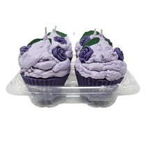Load image into Gallery viewer, 4 Pack - Scented Purple Floral Cupcake Candles