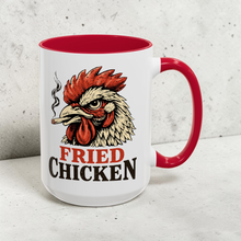 Load image into Gallery viewer, Funny Fried Chicken Mug β Smoking Chicken Coffee Mug, 15 oz Ceramic, Sarcastic Food Humor, Double-Sided Print