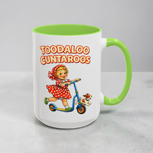 Load image into Gallery viewer, Funny Retro Mug – “Toodaloo Cuntaroos” – Vintage Girl Scooter Dog Coffee Mug, 15 oz Ceramic, Double-Sided Print
