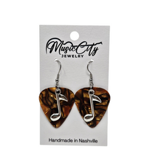 Load image into Gallery viewer, Guitar Pick Earrings – Choose Your Color – Handmade Nashville Music City Jewelry – Music Note
