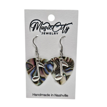 Load image into Gallery viewer, Guitar Pick Earrings – Choose Your Color – Handmade Nashville Music City Jewelry – Music Note
