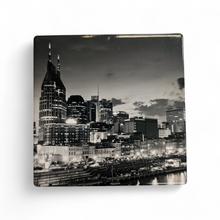 Load image into Gallery viewer, Ceramic Coaster - Nashville Batman Building B&amp;W
