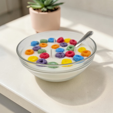 Load image into Gallery viewer, Fruity Rings Cereal Bowl Scented Candle – 10 oz, 3 Wicks, Handmade in the USA
