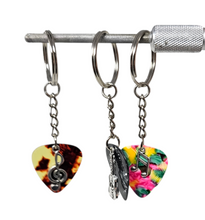 Load image into Gallery viewer, Guitar Pick Key Chain - Choose your Pick and 2 Charms

