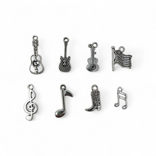 Load image into Gallery viewer, Guitar Pick Key Chain - Choose your Pick and 2 Charms
