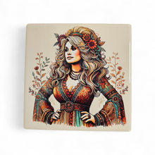 Load image into Gallery viewer, Ceramic Coaster  - Dolly 70's Retro Flowers
