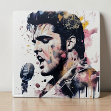 Load image into Gallery viewer, Ceramic Coaster  - Elvis Watercolor
