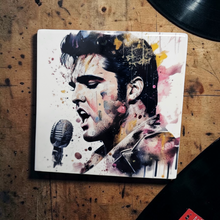 Load image into Gallery viewer, Ceramic Coaster  - Elvis Watercolor
