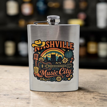 Load image into Gallery viewer, 8 oz Hip Flask - Retro Nashville 70's Disco Style
