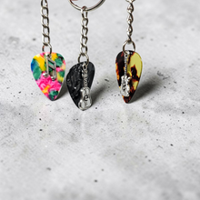 Load image into Gallery viewer, Guitar Pick Key Chain - Choose your Pick and 2 Charms
