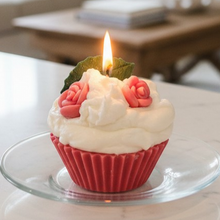 Load image into Gallery viewer, 12 Pack - Scented Pink Floral Decorated Cupcake Candles

