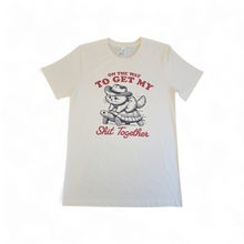 Load image into Gallery viewer, **On the Way to Get My Shit Together Cat Riding Turtle Graphic Tee – Natural Unisex Shirt (S–2XL)**
