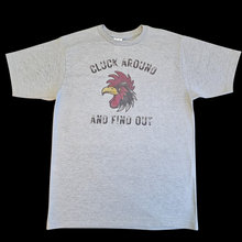 Load image into Gallery viewer, “Cluck Around &amp; Find Out” Rooster Tee – Grey Unisex T-Shirt
