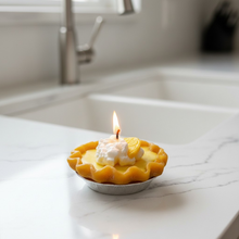 Load image into Gallery viewer, Lemon Pie Candle – 3” Dessert Candle, Lemon Pie Scented, Handmade Food Candle in Tin, 12 Hour Burn
