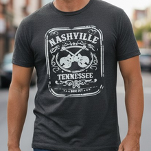 Load image into Gallery viewer, Nashville Whiskey Style T-Shirt – Black &amp; White Graphic Tee – Music City Vintage Shirt – Unisex Cotton Tee
