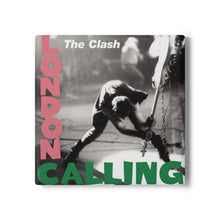 Load image into Gallery viewer, London Calling Inspired Ceramic Coaster, Punk Rock Album Art Coaster, Vintage Rock Decor, Music Lover Gift, Glossy Tile Coaster with Cork Back
