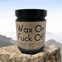 Load image into Gallery viewer, Funny Saying Scented Candle Jar - Wax On Fuck Off Karate Kid
