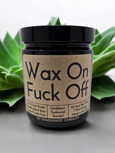 Load image into Gallery viewer, Funny Saying Scented Candle Jar - Wax On Fuck Off Karate Kid
