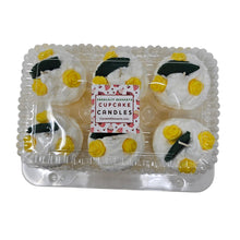 Load image into Gallery viewer, 6 Pack - Scented Yellow Floral Decorated Cupcake Candles
